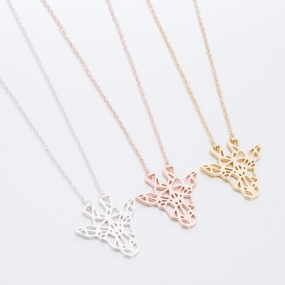 LiveChicStyle Jewelry - Origami Giraffe Necklace, Available in 3 Colors